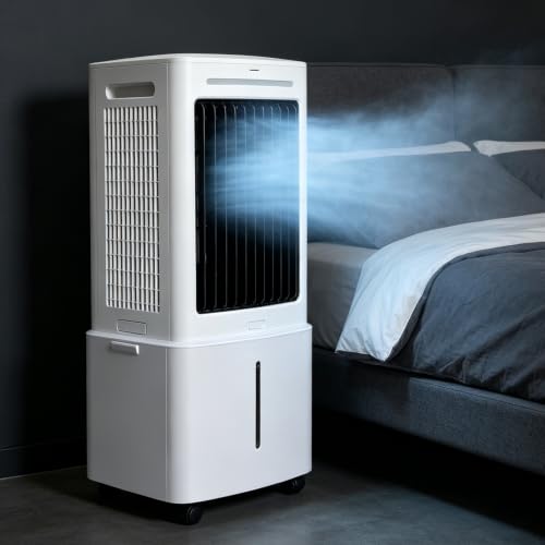 Klimaanlage Mobil Ohne Abluftschlauch 20L, 2000m³/h, 80W, 3 Geschwindigkeiten, automat. Schwenk, 2 Kühlakkus, für Schlafzimmer & Büro