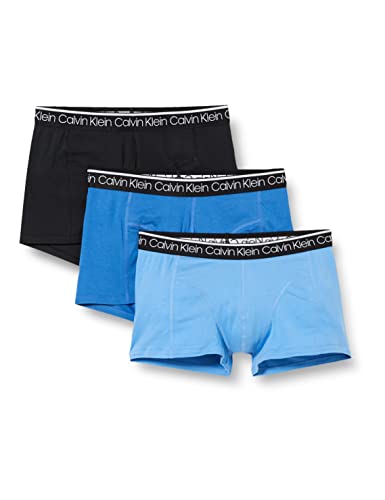 Calvin Klein Herren Boxershorts Trunks Unterwäsche, Mehrfarbig (Black/Delft/Silver Lake Blue), M