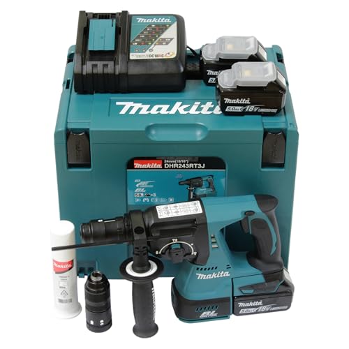 Makita DHR243RT3J Akku-Bohrhammer Set, 18V, 5.0Ah, mit 3 Akkus und Ladegerät im MAKPAC Transportkoffer