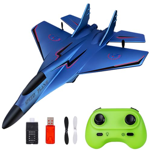 WDKXCN RC Flugzeug 2CH, 2.4Ghz Ferngesteuertes Flugzeug Spielzeug Styroporflieger mit LED-Licht, Ferngesteuerte Flugzeuge mit Fernsteuerung und USB Aufladung, RC Airplane für Erwachsene