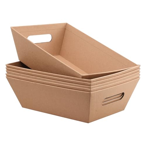 Holtrae 6er Set Präsentkorb Leer DIY Geschenkkorb Pappe mit Griffen Ohne Deckel Schachteln Lebensmittelecher Geschenkbox Feiertage Geschenke für Personalisierte Geschenkpakete Weihnachten Ostern