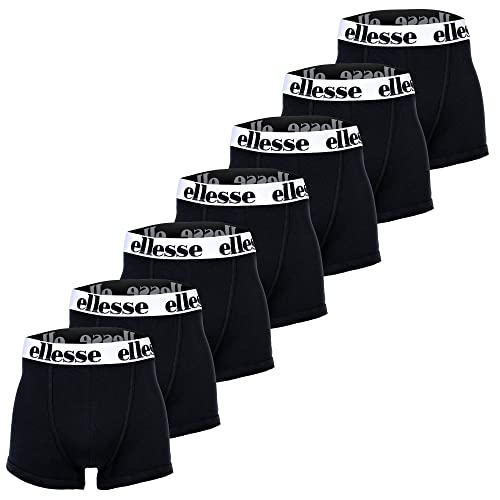 Ellesse Herren Boxer Shorts, 7er Pack - Yema Boxershorts, Logobund, Ohne Eingriff, Cotton Stretch, Schwarz/Weiß L