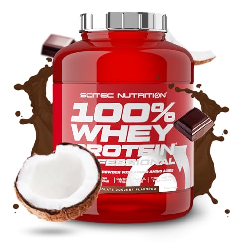 Scitec Nutrition 100% Whey Protein Professional - Angereichert mit zusätzlichen Aminosäuren und Verdauungsenzymen - Glutenfrei - Palmölfrei, 2.35 kg, Schokolade-Kokos