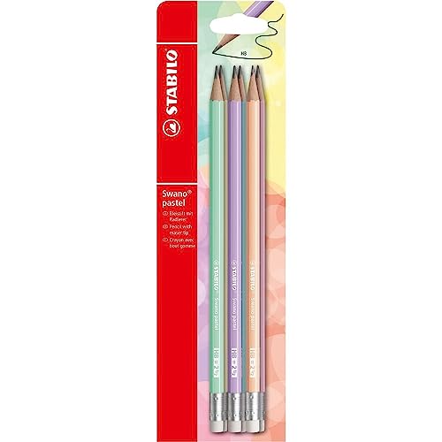 STABILO - Bleistift mit Radierer - Swano Pastel - 6er Pack - Härtegrad HB