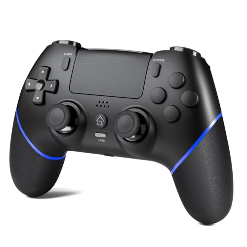CHEREEKI Controller für PS4 Hall Joystick, Wireless Gamepad Kompatibel mit PS-4/Slim/Pro, 1000 mAh großem Akku, Doppelvibration, Bewegungssensoren, Touchpad, Stereo-Kopfhöreranschluss, Schwarz