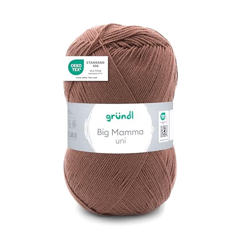 Gründl Wolle Big Mamma uni - XXL Wolle zum Stricken - Strickgarn - Weich und hautfreundlich - 100 % Polyacryl - 1 Knäuel 400 g / 1040 m - Nadelstärke 3,5- 4,5 - cappucino