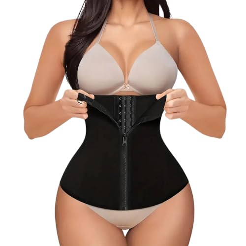 XOPOZON Waist Trainer, Shapewear Damen, Unterbrust Korsett Damen, Unterbrust Korsage bauchweg, Corset top, Corsage Bauchweg, Body Shaper Taillenformer Bauchweggürtel (Schwarz, L)
