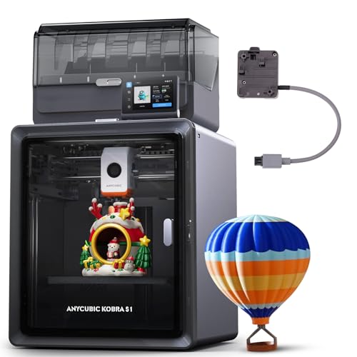 Anycubic Kobra S1 Combo 3D-Drucker Mehrfarbig für Amazon, Trocknung Filament während des Drucks, 600 mm/s Hochgeschwindigkeit, KI-Überwachung Intelligenter Druck, Druckgröße 250 x 250 x 250 mm