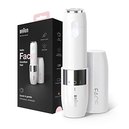 Braun Face Mini-Haarentferner, Elektrischer Gesichtshaarentferner für Damen, Kleiner Rasierer für schnelle und sanfte Rasur von Oberlippe, Kinn und Wangen, für Unterwegs mit Smartlight, FS1000, Weiß