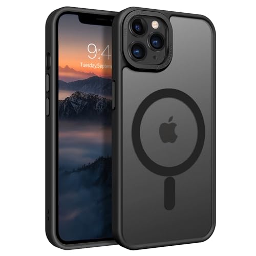 GUAGUA Magnetisch Hülle für iPhone 11 Pro Max Handyhülle [Kompatibel mit MagSafe] Stoßfest Matt Schutzhülle Durchscheinende Rückseite Dünn Phone Case Cove für iPhone 11 Pro Max (6,5 Zoll) Schwarz