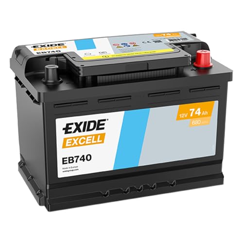 EXIDE Autobatterie 74Ah 12V 680A EB740 Excell B13 DIN/ISO L3 Starterbatterie