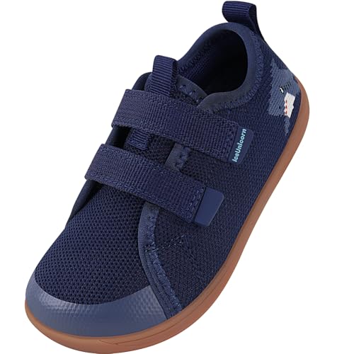 IceUnicorn Kinder Barfußschuhe Breite Zehenbox Jungen Mädchen Hausschuhe Minimalistische Outdoor Traillaufschuhe Walking Schuhe(Marine, 29EU Weit)