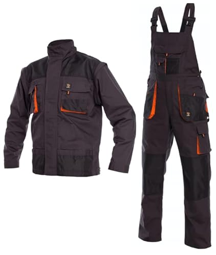Set aus Latzhose und Jacke | Perfekt Overall mit Kniepolstertaschen für den Bodenbelagshandel von Arbeitsmechanikern | Arbeitshose für Herren | Fracht-Schwerlastarbeit | Langlebig Arbeitskleidung (56)