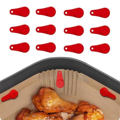 URPIZY 12er-Pack magnetische Silikonklammern f¨¹r Luftfritteusen ¨C zum Sichern von Backpapier, hitzebest?ndig, lebensmittelecht, f¨¹r Allen Luftfritteusen mit metallischem Korb