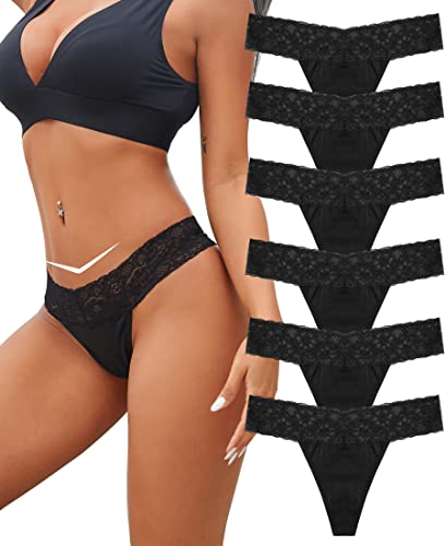 BeReady Baumwolle String Tanga Damen Spitze Unterhosen Frauen V-Waist Atmungsaktiv Slip Damen Baumwoll Unterwäsche Mehrpack