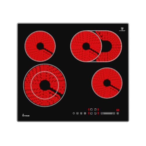 KKT KOLBE Glaskeramik Kochfeld 60 cm | Autark | 6,6 kW | 4 Zonen | 9 Stufen | Bräterzone | Dualkochzone | Slim-Designrahmen | Touch Slider | Timer | CH5901AL