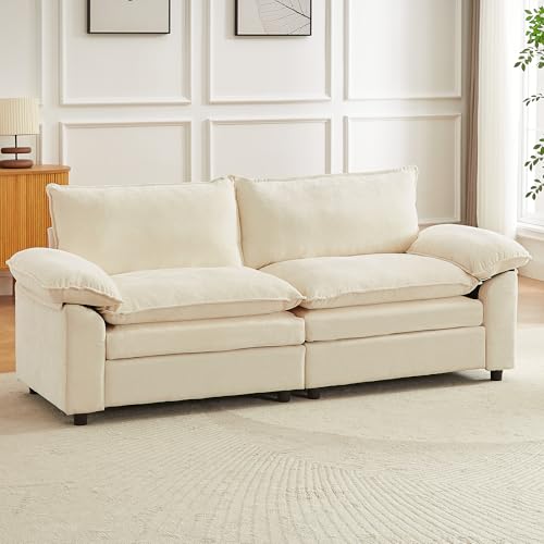 JIEXI Ecksofa Mit Schlaffunktion, Sofas Und Couchs, Modulares Ecksofa, Wohnlandschaft U Form, L Form Eckcouch, Für Couch Wohnzimmer Schlafzimmer Büro Wohnung, Chenille-Stoff 204 x 75 cm