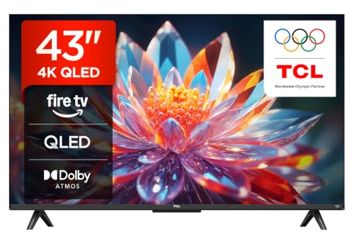 TCL 43T6C 43 Zoll QLED Fernseher, 4K UHD Fire TV, HDR10+, Dolby Vision & Atmos, Smart TV mit Sprachsteuerung mit Alexa, Google Cast & AirPlay 2