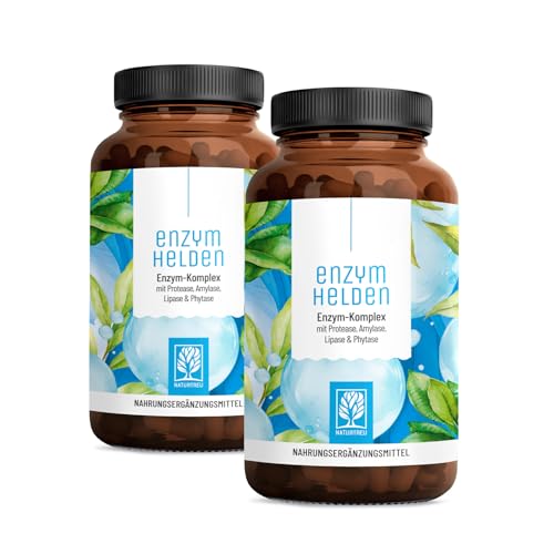 NATURTREU® Verdauungsenzyme (Digestive Enzyme) - Enzymhelden: Enzym Komplex mit Protease, α-Amylase & Lipase - 240 vegane Kapseln - in Deutschland produziert & laborgeprüft