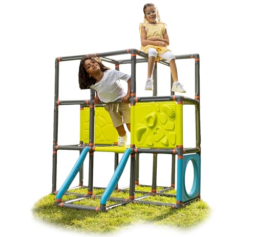 Big Kraxxl The Frame Kletterturm - Klettergerüst Outdoor für Kinder von 3-7 Jahre (bis max. 100 kg) - Spielturm zum Klettern & Bouldern mit einfachen Griffen, 244 Teile, 140 x 140 x 140 cm