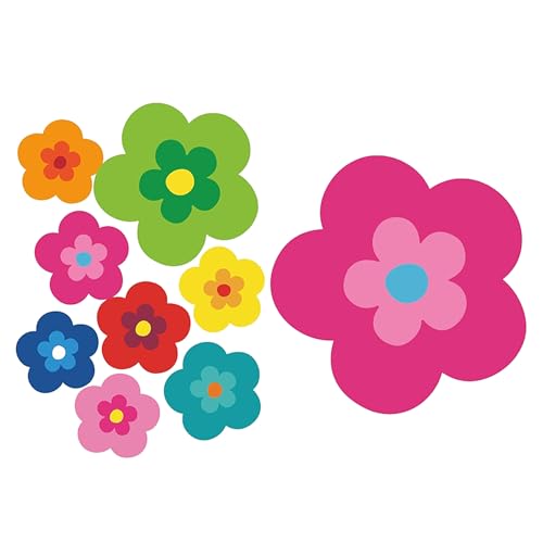 Pril Blumen Autosticker 9er Set Pink – Flower Power Retro 70er Jahre Aufkleber für Auto & Heckscheibe, Hippie Style, UV- & witterungsbeständig, waschstraßenfest – tradercat
