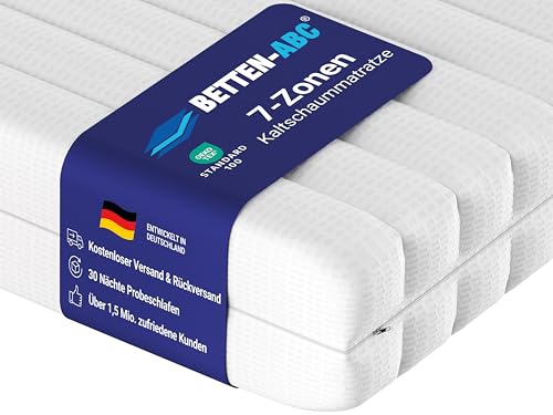 Betten-ABC - Matratze (KSP-500) - 140x200 cm (H3) - 7-Zonen Matratze aus Kaltschaum - Hypoallergen & Antibakteriell - Oeko-TEX® Zertifiziert - Bezug abnehmbar & waschbar - Lieferung per Paket