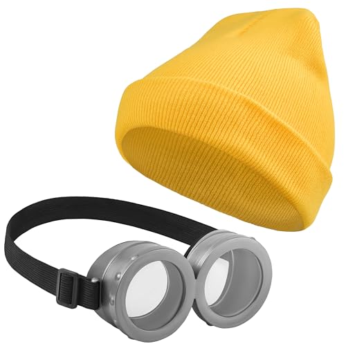Balinco Cartoon Set – Lustige Beanie mit Augen & passende Spaßbrille | Witziges Kostüm-Zubehör für Karneval, Fasching, Mottoparty & Halloween | Comic
