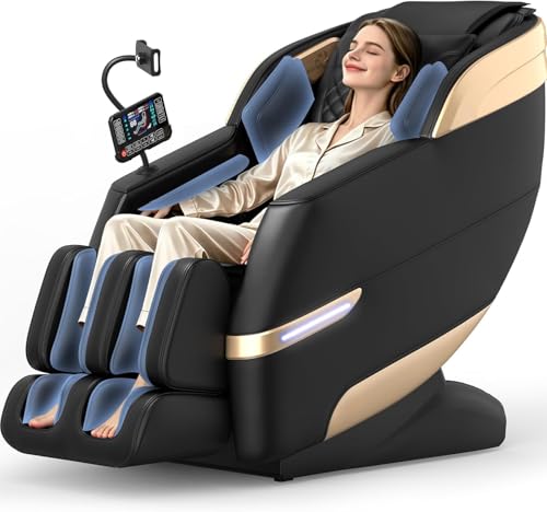 YONISEE 4D SL-Track Massagesessel, Massagesessel Ganzkörpermassage, Massagestuhl Bein- und Taillenheizung, 8 Airbags, Fußrollenmassage, KI-Sprachsteuerung und Bluetooth-Lautsprecher, Zero Gravity