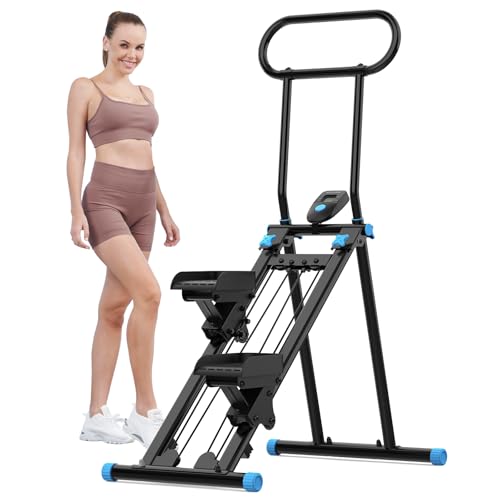 HXD-ERGO Stair Stepper für Zuhause, Folding Kompakt Stairmaster, Verstellbare Griffe Treppensteiger Fitnessgerät, Home Gym Ganzkörpertraining, Po Formen