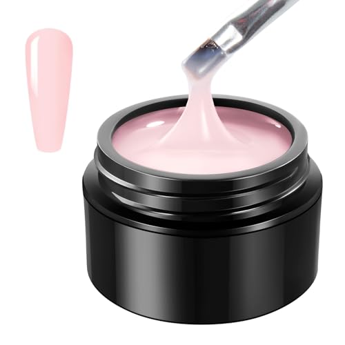 MEFA Aufbaugel für Gelnägel, Milky Rose Gel Nägel, UV Gel zur Nagelverlängerung und Modellage, Nagelfestigungsgel Nail Art Maniküre UV Builder Gel Nagelgel für Nagelstudio 15g