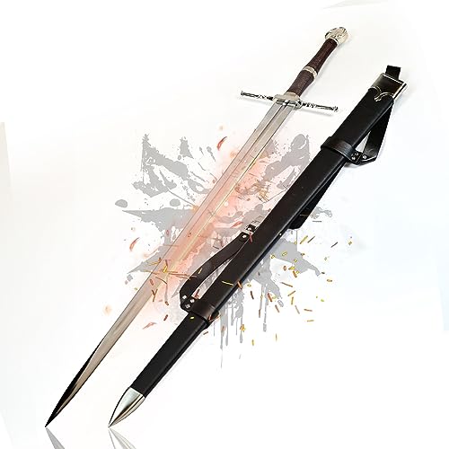 Swords and more Witcher Schwert - Geralt von Riva Stahlschwert mit Scheide, 117 cm Gesamtlänge, Metallschwert für Cosplays, zum Sammeln & als Geschenk