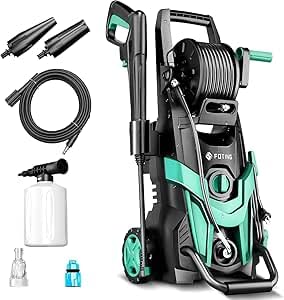 Hochdruckreiniger, Druck: 50 m²/h, Flächenleistung: max. 145 bar, Fördermenge: 420 l/h, Schaumkanone und verstellbare Düsen, Autos, Zäune, Terrassen und Einfahrten,Electric Pressure