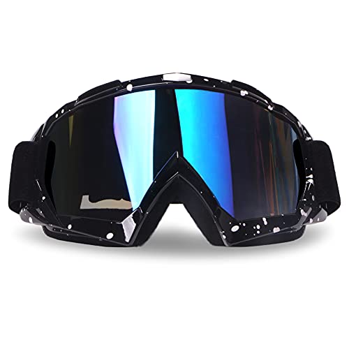 4-FQ Motocross Brille, Crossbrille, Hochwertige Motorradbrillen, ATV Dirt Bike Off Road Racing MX-Fahrbrille, Anti Fog UV Schutzbrille mit Double Lens Schaumstoffpolsterung (Schwarz)