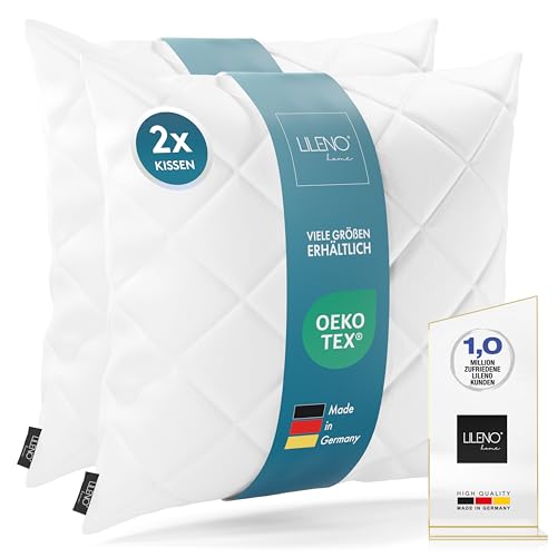 LILENO HOME 2er Set Kissenfüllung 40 x 40 cm - 95°C waschbares Innenkissen geeignet für Allergiker - Polyester Kisseninlet als Couchkissen, Sofa Kissen, Cocktailkissen und Kopfkissen