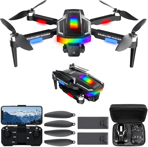 Gerbala Faltbare Bürstenlos Drohne für Anfänger und Kinder - 1080P HD, Ein-Tasten Start/Landung, Schwerkraftsensor, 3D Flip, Follow Me - Wi-Fi FPV Drohne mit Duale Kameras und 2 Akku
