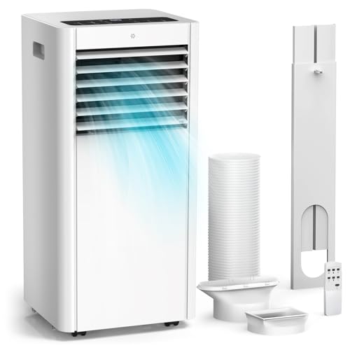 Klimageräte, 4-in-1 9000 BTU Mobile Klimaanlage für Räume bis zu 35 m² mit Luftkühler, Ventilator, Luftentfeuchter, Nachtmodus| Fernbedienung+ Timer+ Kindersicherung | AUTO Klimaanlage Mobil
