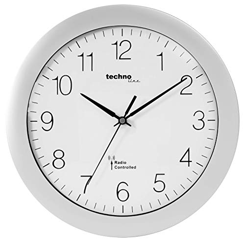 Technoline WT 8000 Funk-Wanduhr, Ø 30cm, Silber