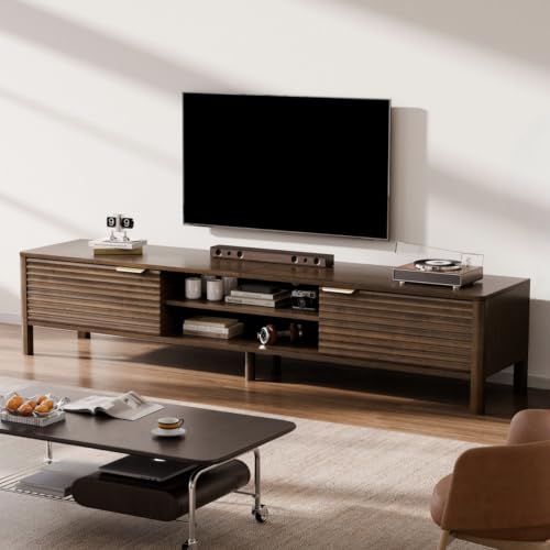 IKALIFE TV Lowboard Holz 200cm TV Schrank mit Stauraum Braun