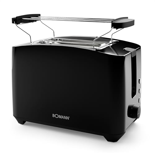 Bomann® Toaster 2 Toastschlitze | Toaster mit Brötchenaufsatz | Toaster 2 Scheiben mit Liftfunktion | Toster mit Auftau- und Aufwärm-Funktion | für Brötchen und Toast | TA 6065 CB schwarz