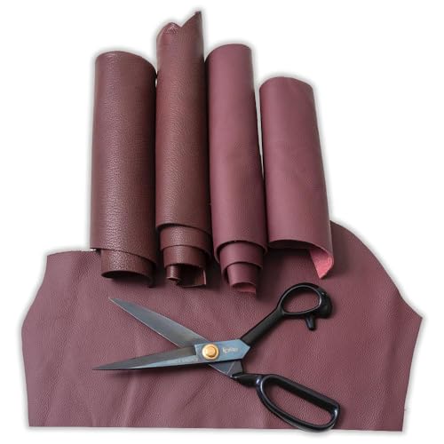 IPEA 500 Gramm Schnitte aus echtem italienischem Leder Farbe Bordeaux in verschiedenen Farbtönen, Dicke und Art – 4 hochwertige Lederstücke mit verschiedenen Formen – Leder – Überreste aus