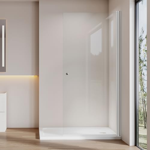 Cozynest Walk-in Dusche 90 x 185 cm Duschwand Glas Duschabtrennung Pendeltür Schwingtür Duschkabine Rahmenlos Glaswand aus Sicherheitsglas 6 mm