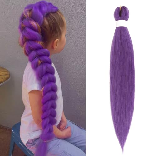 Pre Stretched Braiding Hair Extensions 32 Zoll 1pack Braids Extensions Kunsthaar Lila Haarverlängerung Kunsthaar Zum Einflechten Extension Für Braids Jumbo Haar(32 Zoll, Lavender#)