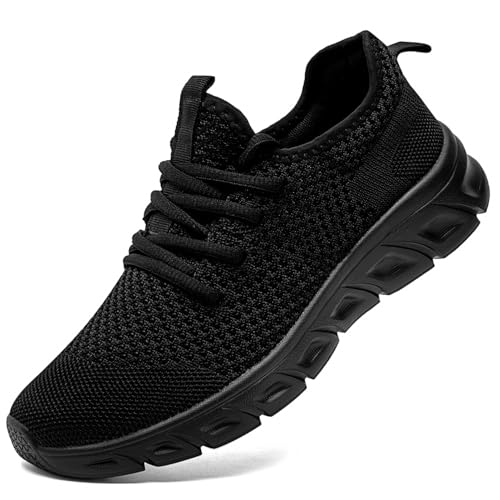 CMZSMM Schuhe Herren Sneaker Sportschuhe Turnschuhe Laufschuhe Sommerschuhe Straßenlaufschuhe Fitnessschuhe Freizeitschuhe Joggingschuhe Sport Männer Schwarz EU 43