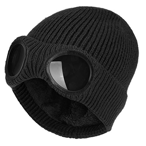 Xrdss Strickbrille Klobig Mütze Hut für den Winter für Herren Einheitsgröße Schwarz