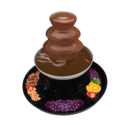 FENGLY Schokoladenbrunnen, 3 Ebenen, Schokoladen-Brunnen für Chocolicious, Elektrisch Schokoladenfontäne aus Edelstahl, Schokobrunnen Schokolade, 40W 230V, 0.45KG Schokolade Kapazitä