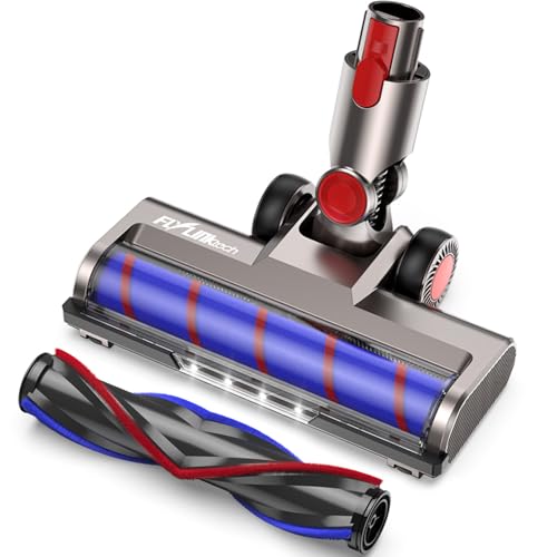 Bürste kompatibel für Dyson V7, V8, V10, V11, V15 Staubsauger, Bürste mit 4-LED Scheinwerfern, Flexibler Rotation und 2 Ersatzrollen
