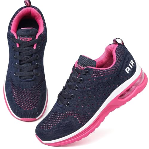 Laufschuhe Damen Turnschuhe Sneaker Damen Sportschuhe mit Luftpolster Sneaker Atmungsaktives Joggingschuhe Leichte Rutschfest Straßenlaufschuhe Walkingschuhe Gym Fitness Running Shoes Women