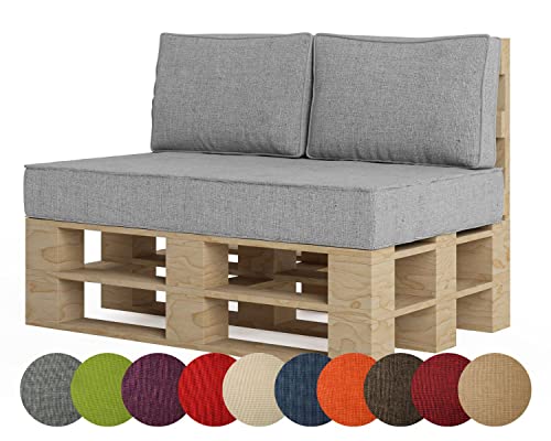chilly pilley Palettenkissen Palettenauflage Palettenpolster Sitzkissen Rückenlehne Kaltschaum Schaumflocken Füllung viele Größen und Farben (3er Set, Silber)