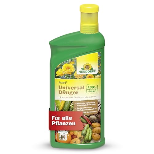 Neudorff Azet UniversalDünger – 100% natürlicher Bio Dünger für alle Pflanzen fördert kräftiges Wachstum, reiche Ernte und üppige Blütenbildung, 1 Liter