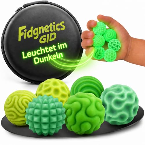 Fidgnetics® GID Glow-in-the-Dark Fidget Toys Kinder - Magnet Kugeln - sensorisches Fingerspielzeug zur Beruhigung - Anti Stress & Sensorik Spielzeug - fördert leise Konzentration - ADHS Magnet Bälle